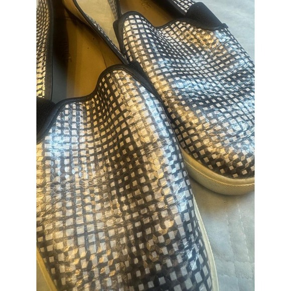 Vince‎ Woven Silver Leather Slip On Sneakers Platform Loafers Shoes - Picture 2 of 5